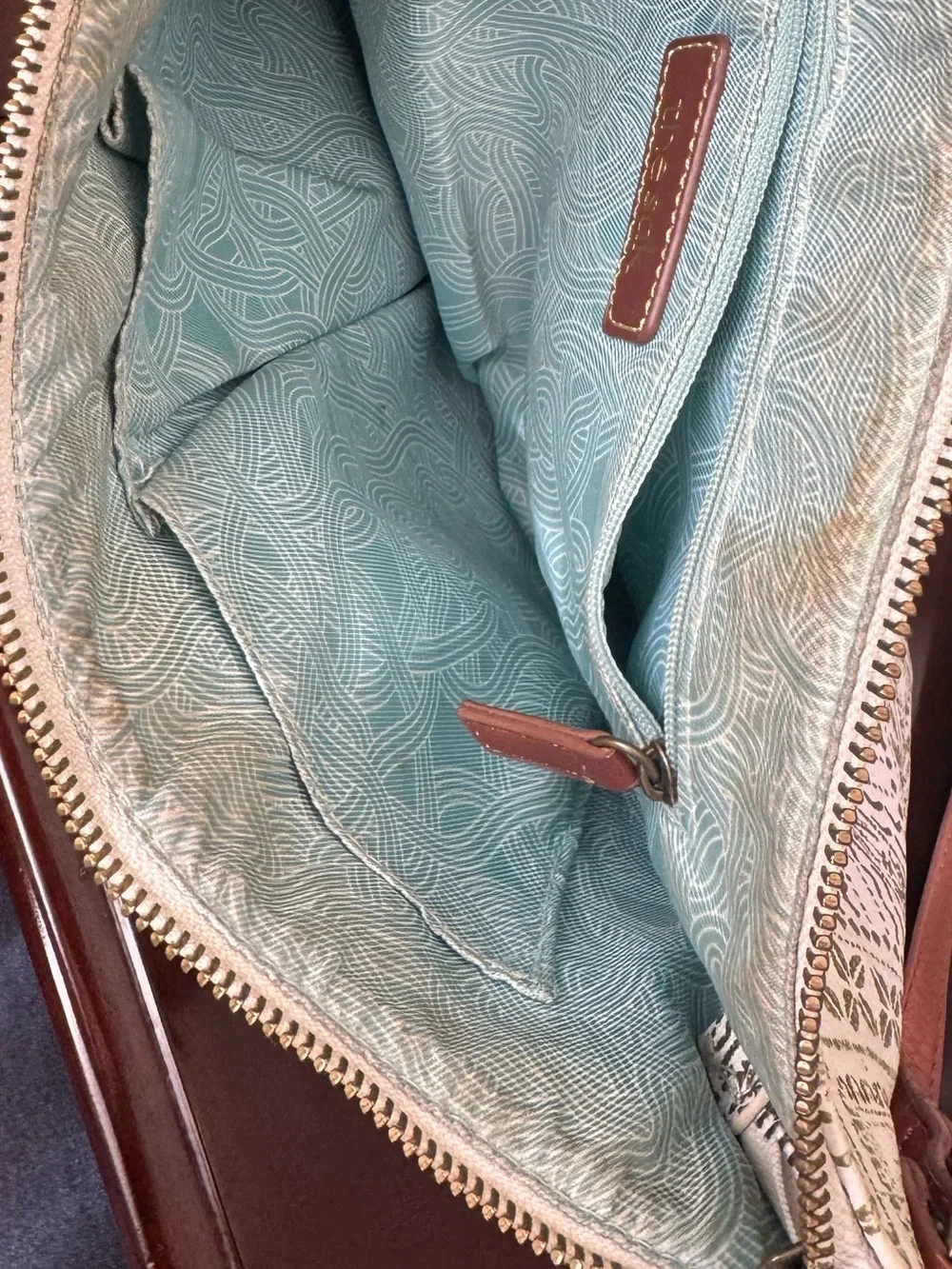 the Sak - Cream and Gold Crossbody Bag with Geometric Pattern